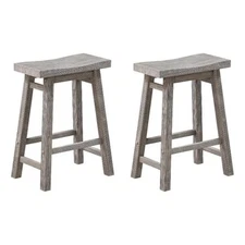 Sonoma Storm Grey Backless Wood Bar Stools Set of 2 Counter Height Stools