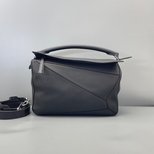 Loewe Puzzle GM Handbag Crossbody Bag Black Silver Hardware