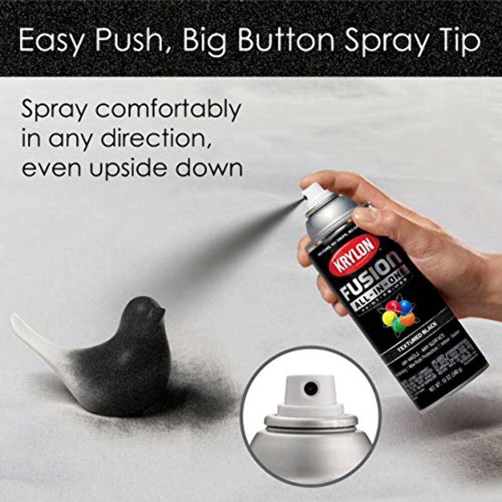 12 oz Krylon K02776007 Black Fusion All-In-One Paint & Primer Spray Paint, Textu