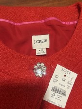 J. Crew Women's Vintage Bridgette Cardinal Tweed Lady Jacket With Jeweld Buttons