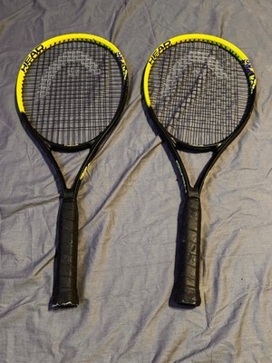 2 Head Tour Pro Tennis Racquets 4 3/8 Grip Pre Strung Bundle