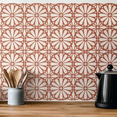 30 Pack, 4x4 Inch Terracotta Tile Stickers, Modern Boho Peel and Stick Vinyl ...