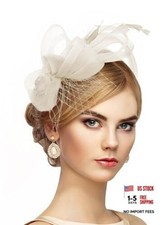Vintage Feather Derby Hats - 2026 Victoria Fascinators Attire Champagne