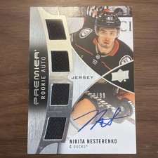 2023-24 UPPER DECK PREMIER ROOKIE AUTO JERSEY NIKITA NESTERENKO RC /99 ANAHEIM