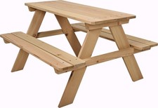 Kids Wooden Picnic Table 100% FIR Wood Outdoor Sturdy Garden Table and Bench