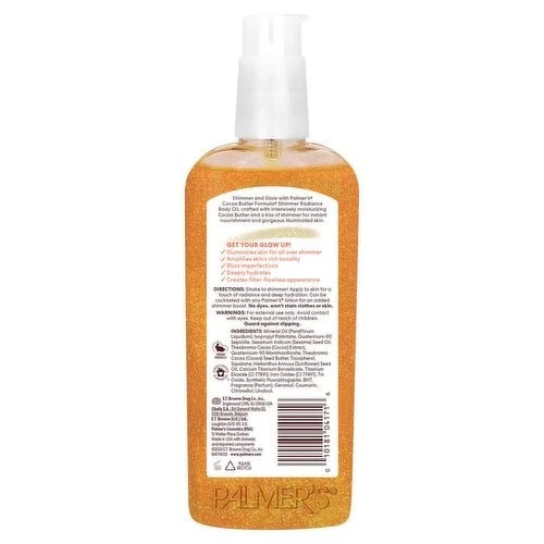 Aceite corporal brillante de manteca de cacao Palmer's con vitamina E apto para veganos 3,3 fl oz Foto 2 de 4