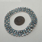 Silver Tone Icy White & Blue Rhinestone Bracelet, 13.7g — photo 2