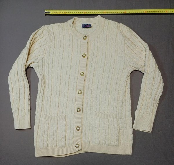 Women Vintage Alta Moda Sweater Beige Wool 36 / S