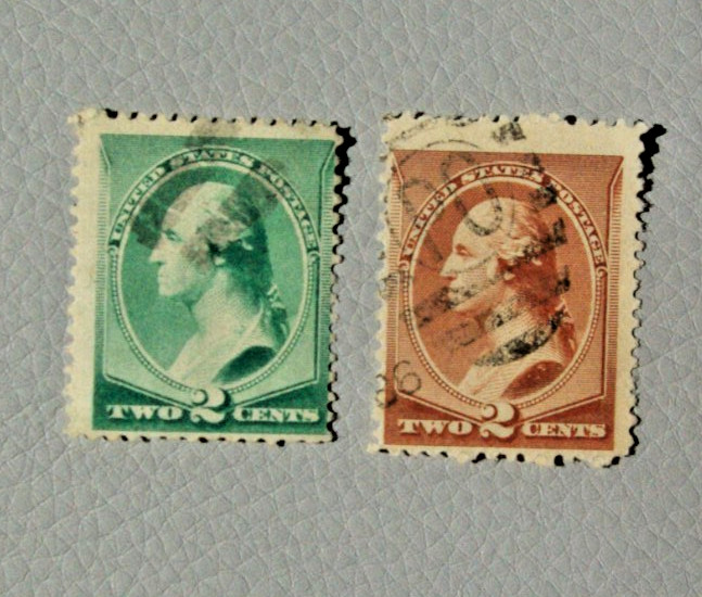 USPS Stamps .. (2) 2c George Washington .. Used .. 1887 .. 