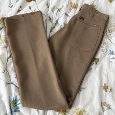 Vintage 70s Wrangler Flare Pants 27 X 32 Tan Double Knit Textured USA Made