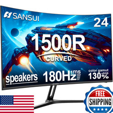 SANSUI 24" 180Hz 1ms Curved Gaming Monitor FHD 1080p FreeSync HDR 130 sRGB