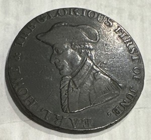 1774 Post Colonial Trade Dollar Earl Howe Glorious First Of June 