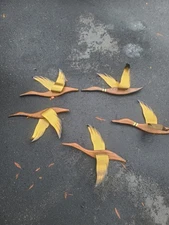 Masketeers Geese Bird In Flight Wood Brass Wall Art Mid Century Modern 3D