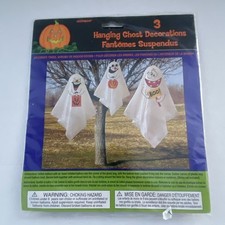 Ghosts Plastic Halloween Outdoor Hanging Decorations-3 Ct-New In Orig Package