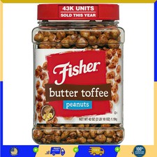 Fisher Snack Butter Toffee Peanuts 42 oz Resealable Jar No Artificial Flavors