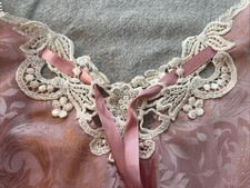 Vintage Lucie Ann II Nightgown Womens Med Pink/Blush Satin Lace Lingerie