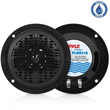 Pyle Pair New 4" 100Watt Black Marine Boat Waterproof Speaker System PLMR41B