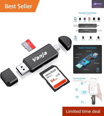SD/Micro SD Kartenleser mit zwei USB-Anschlüssen für mühelose Datenübertragung