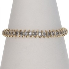 Yellow Gold Diamond Tennis Link Bracelet 7" - 10k Round Brilliant 4.00ctw