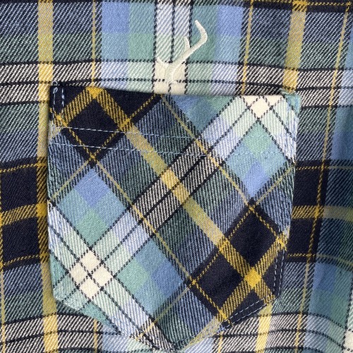 Pladra Everyday Flannel Shirt Blue Plaid Long Sleeve Fox Flip Cuffs Gorpcore M - Picture 4 of 7