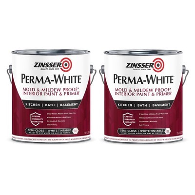 Perma-White Proof Interior Paint Gallon Semi-Gloss White 2 Pack 2761-2PK