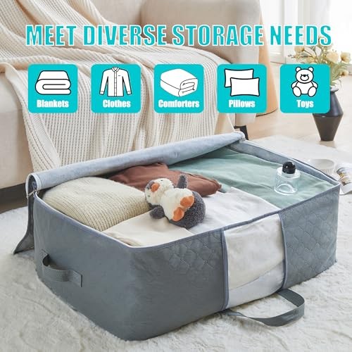 Bolsas de almacenamiento extra grandes 105L para mantas, edredones King, paquete de 3 grises - Imagen 5 de 7