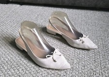 Kate Spade Womens Veronica Slip On Slingback Pointed Flats In Parchment 8.5