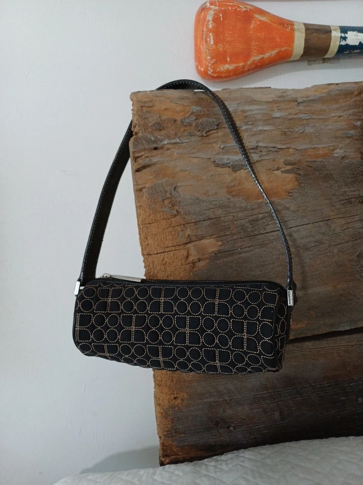 Bolso de Hombro Y2K Años 90 Kate Spade New York Mini Noel Acolchado Barril Negro RARO Foto 3 de 4