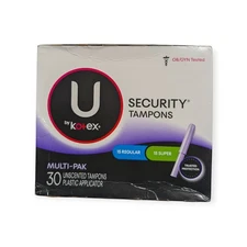 U by Kotex Security Tampons 15 Super 15 Regular 30 Count Total Multipack New