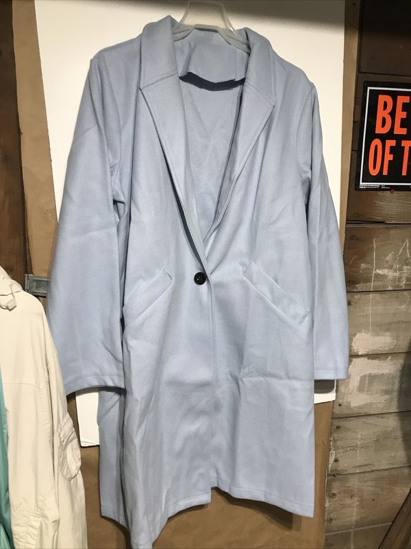 VGUC Women's Long Coat Xxl Baby Blue Polyester Cotton Blend Lightweight!!!!