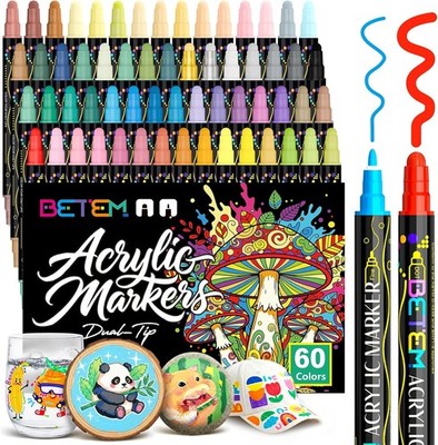 Acrylmarker Doppelspitze 60 Farben Bastelset Wasserfest
