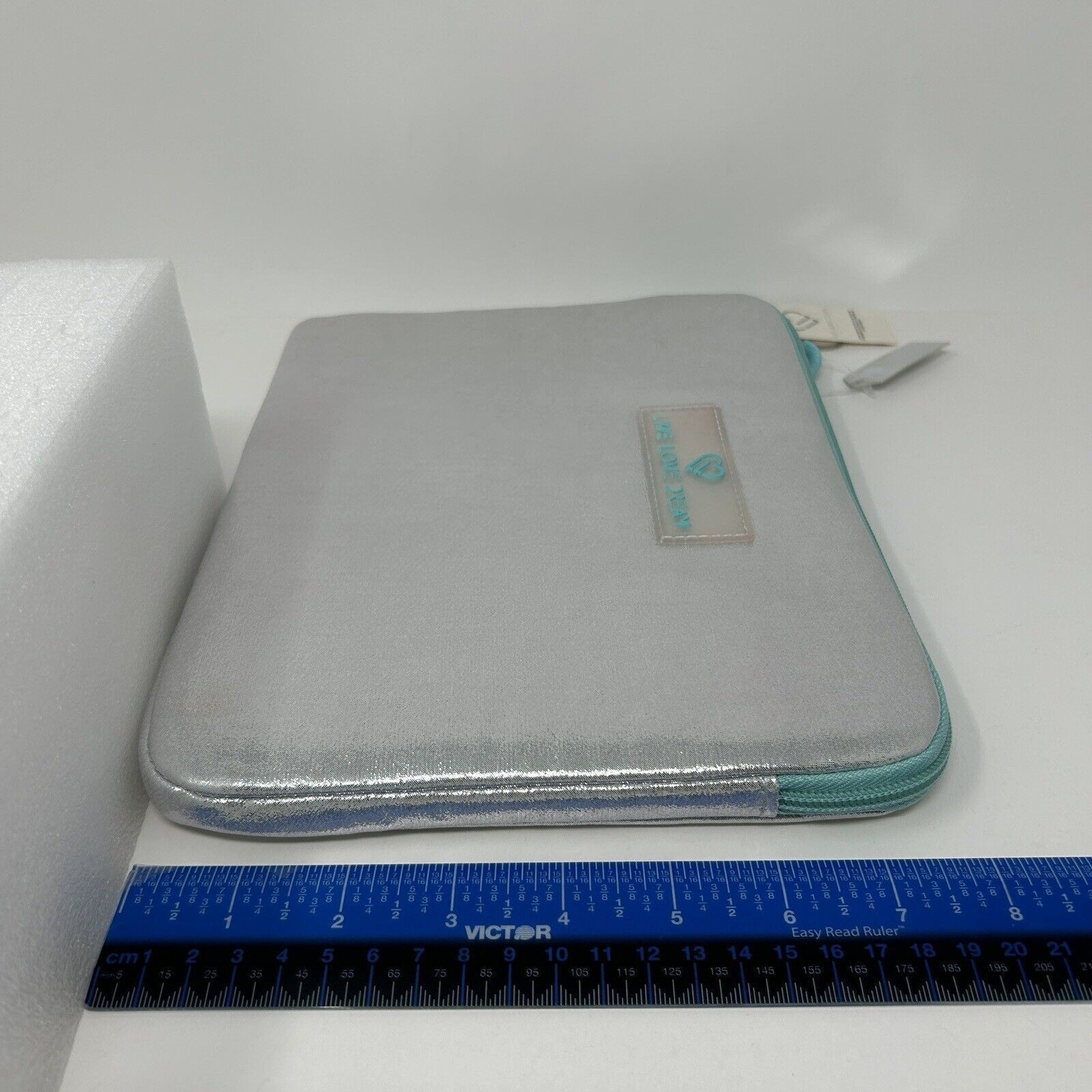 Silver Metallic Teal Ipad Mini Case Ebook Sleeve Live Love Dream Tech Storage