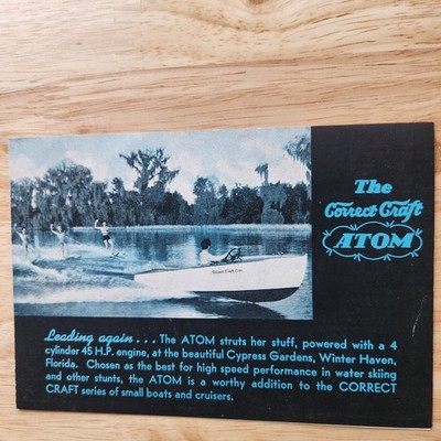 1949 Correct Craft Atom Mini Color Brochure  4'' x 6'' 4 pages EX Condition