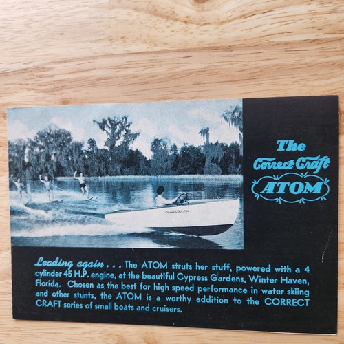 1949 Correct Craft Atom Mini Color Brochure 4" x 6" 4 pages EX Condition