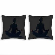 Set of 2 Throw Pillow Covers 18x18in - Serene Meditative Silhouette Design