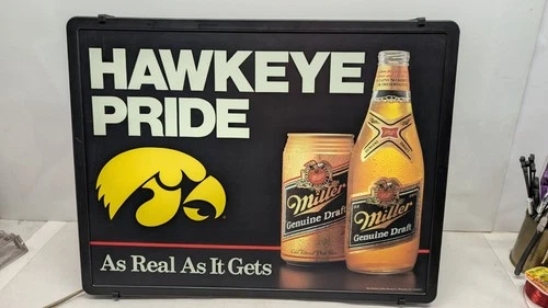 Vintage Miller Beer Light Iowa Hawkeyes Caitlin Clark Lighted Sign Football RARE
