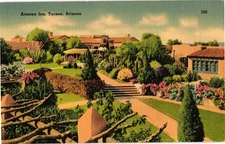 Vintage Linen Arizona Inn Tucson Postcard by Tichnor Bros.