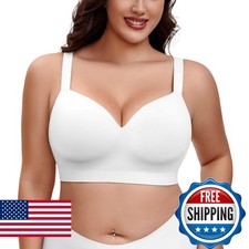 Wireless Bras Women Plus Size White-A 3X-Large