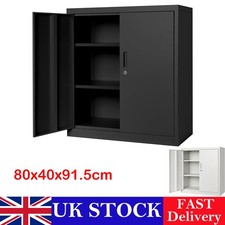 Filing Cabinet Office Metal Storage Locker 3-Tier Home Locker w/Adjustable Shelf