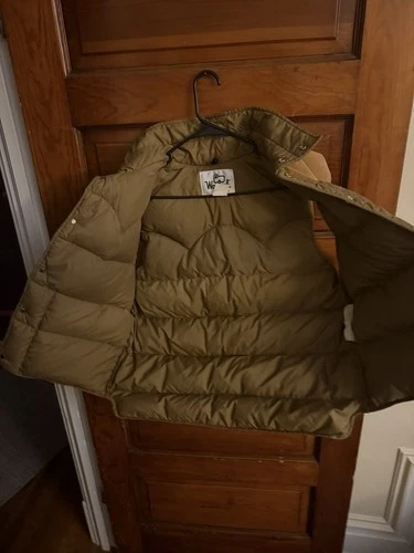 Woolrich Down Quilted Puffer Vest Solid Brown Nylon Button Front Men's L image 4