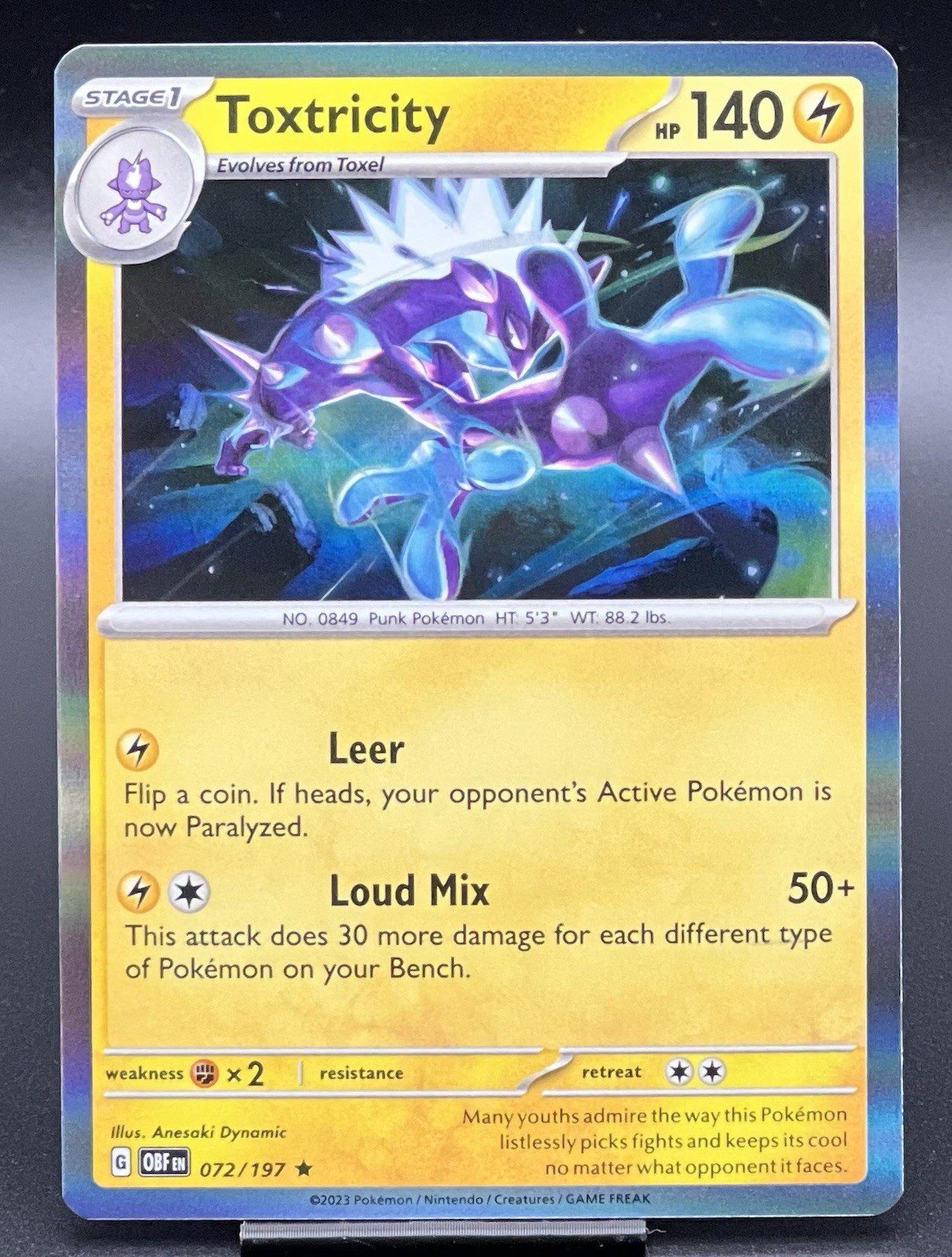 Toxtricity 072/197 Pokemon Holo Rare Obsidian Flames NM