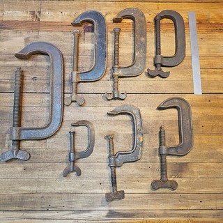 C CLAMPS & BAR Sets HEAVY DUTY MACHINIST Woodworking ANTIQUE Tools LOT ☆USA
