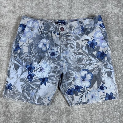 Anchor Shorts Men's 30 Blue Floral Chino Resortwear Stretch Beach Coastal