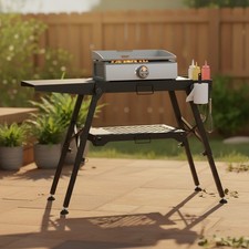 Rustproof Blackstone Griddle Stand with Side Shelf  Hooks - Perfect for Camping