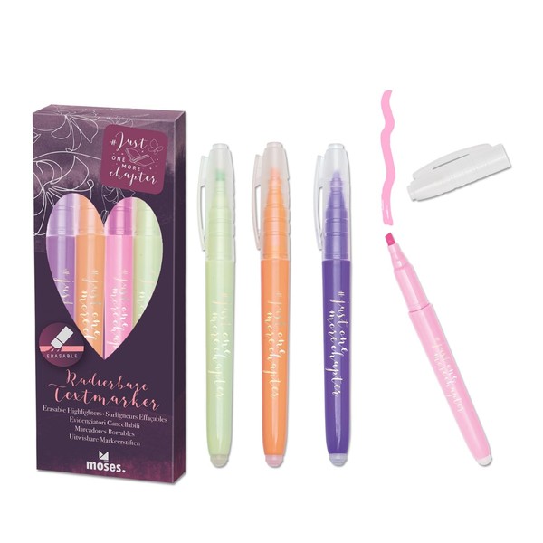 Textmarker Set Radierbar Pastellfarben 6 StüCk Moses Modell-Nr. 12345-image
