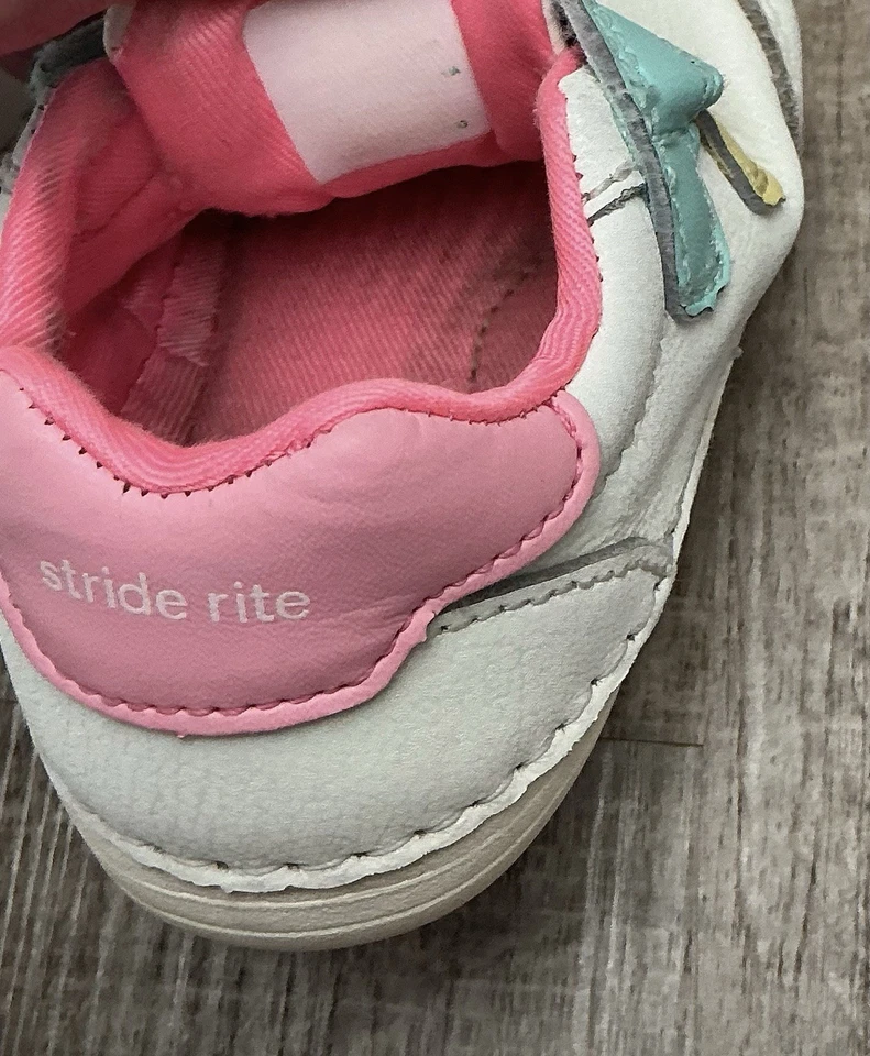 Zapatos infantiles Stride Rite Soft Motion blancos con rosa   Foto 4 de 4