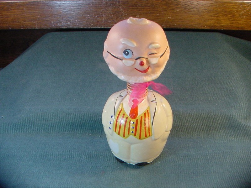 Vintage Ucagco Ceramics Japan Winking Man Bobblehead Bank 6" Figure Estate Find