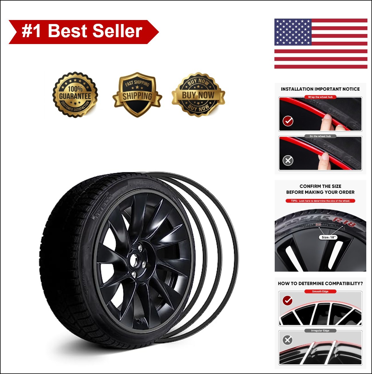 Wheel Rim Protector Set of 4 Alloy 21 Inch Curb Rash Prevention Black ...
