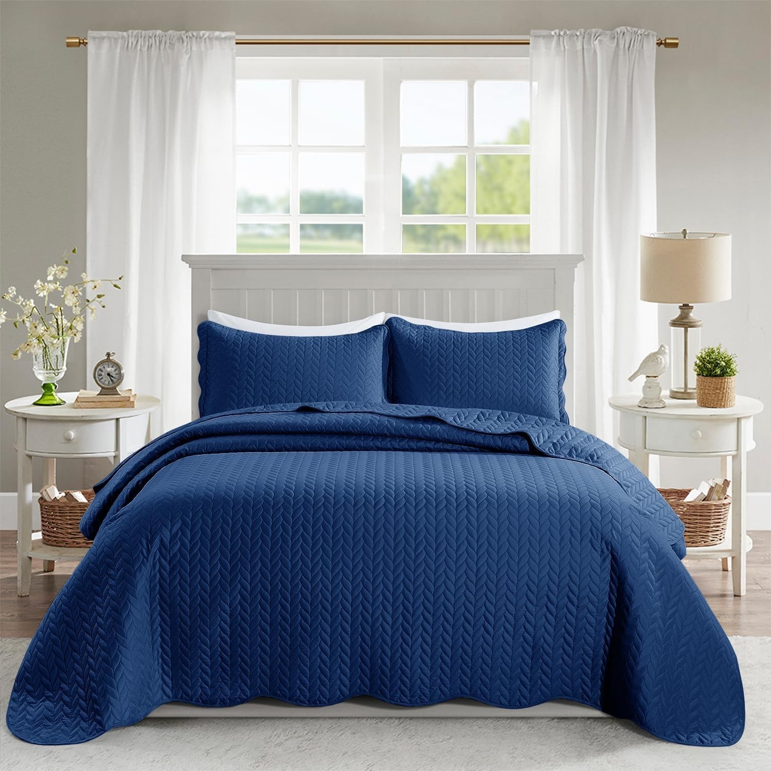 Quilted Coverlet Bedspread Bed Throw King
