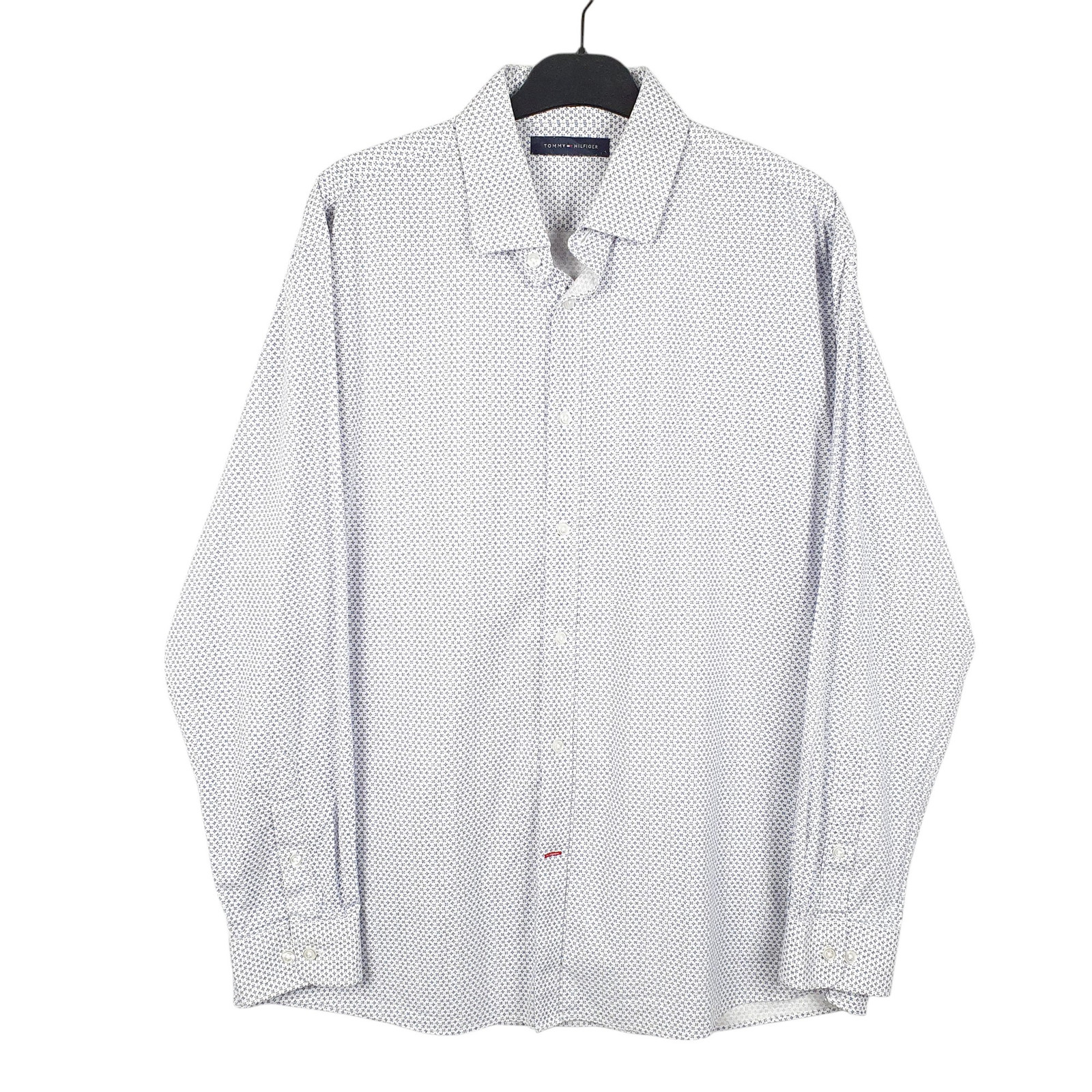 TOMMY HILFIGER White Shirt Slim Fit Long Sleeve Casual Cotton Mens L